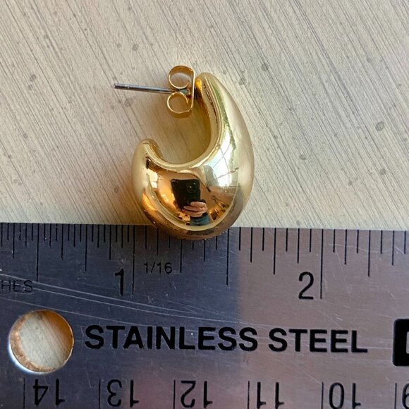 Gold Tone Teardrop Stud Earrings - Picture 6 of 7